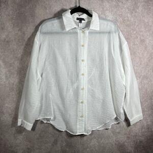 Miou Muse Shirt Womens Small‎ White Button Up Long Sleeve Sheer Twisted Back
